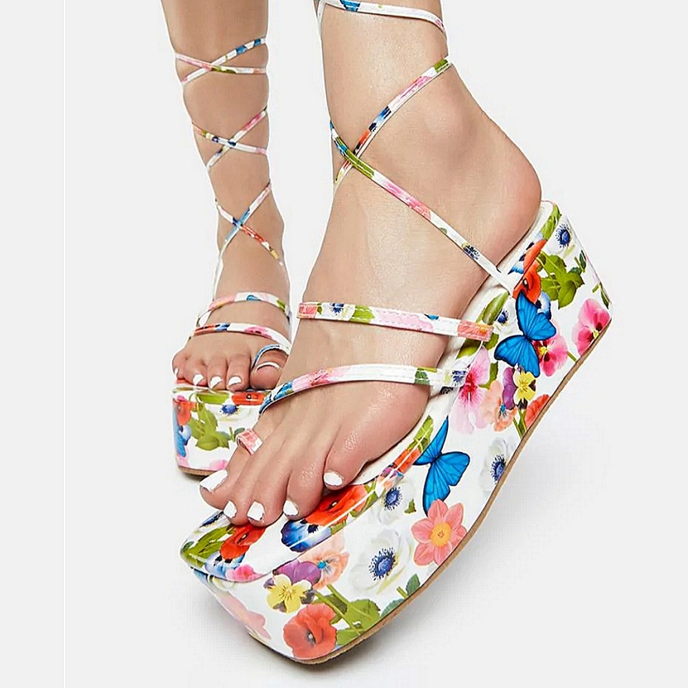 Floral gladiator sandals